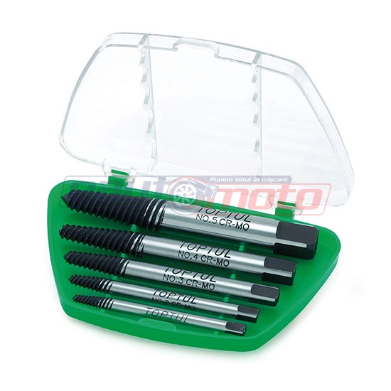 Set extractor suruburi TOPTUL JGAW0501, dimensiuni compatibile M3-M18, crom molibden (5 bucăți)
