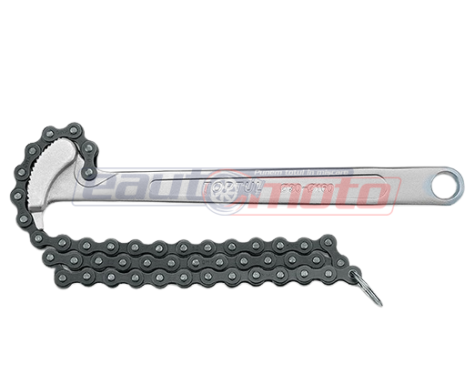 Cheie TOPTUL JJAH0901 pentru filtru ulei cu lanț, capacitate prindere 30-160 mm, lungime mâner 225 mm, lungime lanț 585 mm
