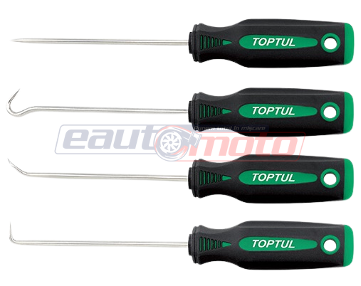 Set 4 cârlige cu mâner TOPTUL GAAR0401, vârf drept, vârf cârlig, vârf 45 de grade, vârf 90 de grade