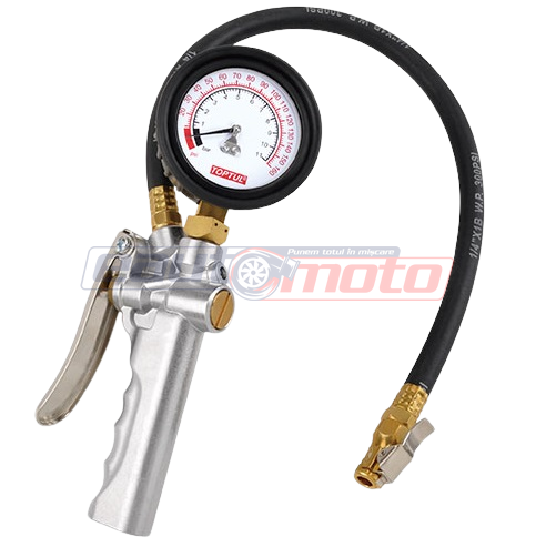 Manometru TOPTUL JEAL160A, presiune roți, alimentare aer 1/4 inch, indicator 0-11 bar, furtun 500 mm