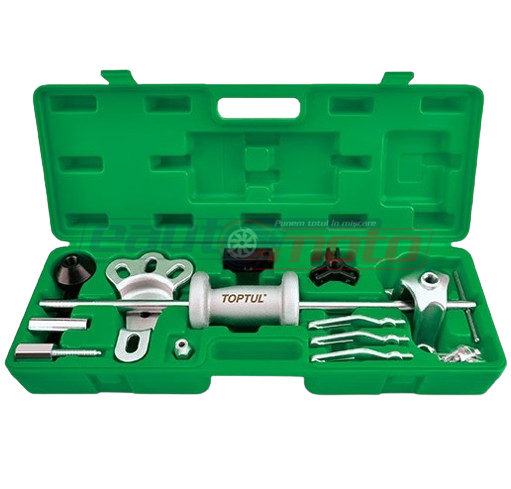 Trusa TOPTUL JGAI1303, ciocan extractor pentru butuci, capete extractie, îndreptat tablă, cutie plastic