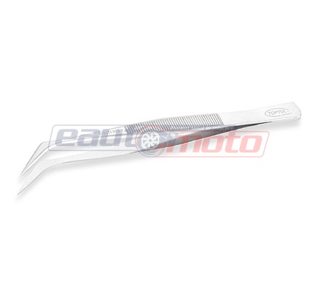 Penseta TOPTUL JJAV0212 cu vârf curbat, lungime 120 mm, din oțel inoxidabil