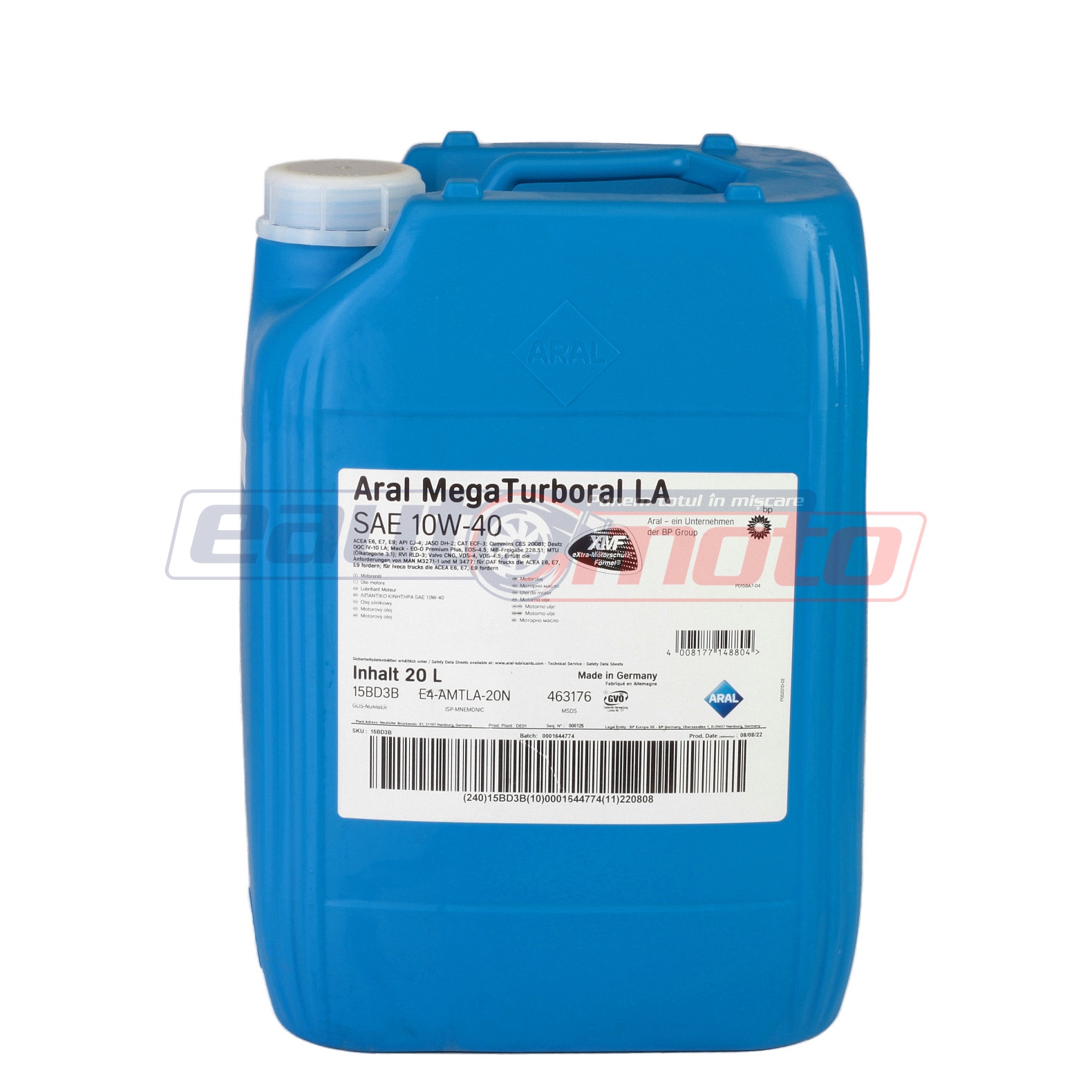 Ulei motor Aral Mega Turboral LA 10W40 20L compatibil cu Renault, MB, MAN, Volvo