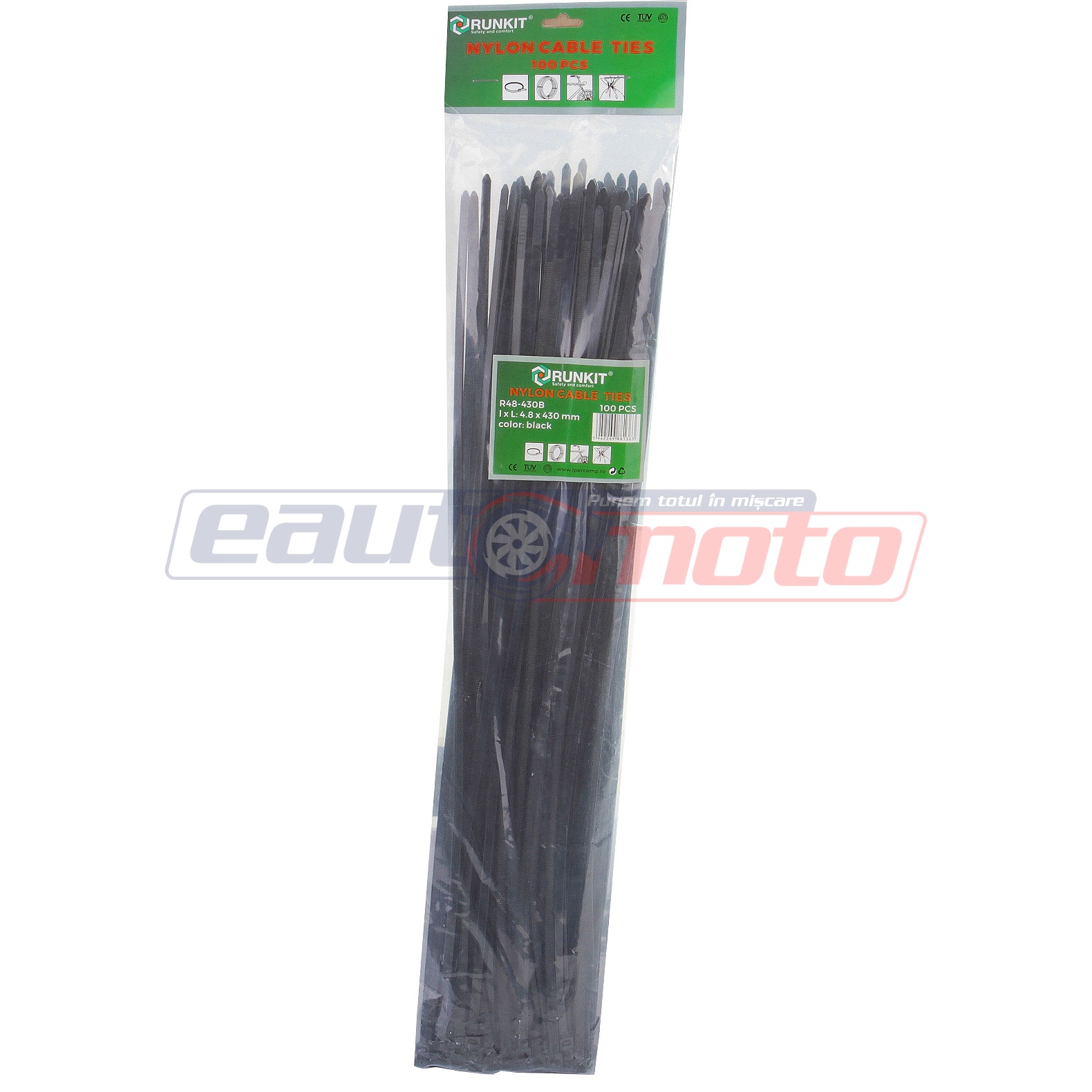 Colier 4.8x430 Negru 100 buc plastic