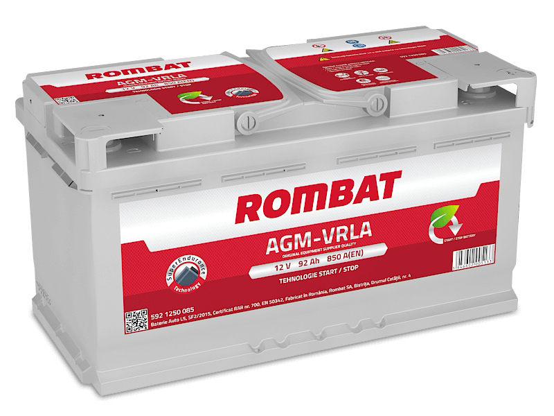 Baterie ROMBAT auto AGM VRLA 5921250085, tensiune 12 V, amperaj 92 Ah, curent pornire 850 A