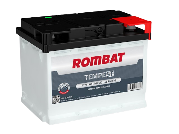 Baterie Tempest Semitractiune 550B20036 pentru barci, ROMBAT, 12V, 60 Ah / 48 Ah, 242x175x190 mm