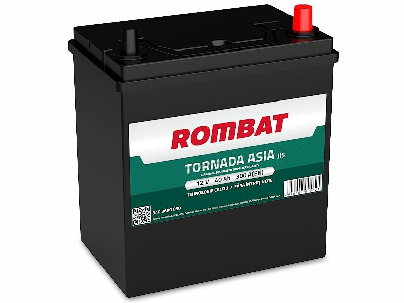 Baterie ROMBAT TORNADA ASIA auto 54036K1030, tensiune 12 V, amperaj 40 Ah, curent pornire 300 A