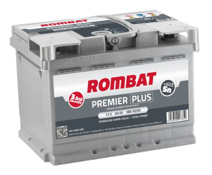 Baterie ROMBAT PREMIER PLUS auto 5602K80058, 60 Ah, 580 A, 12 V, 242 x 175 x 175 mm