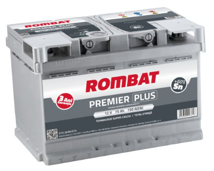 Baterie auto PREMIER PLUS ROMBAT 5752K30075, 75 AH, 750 A, 12 V, 278 x 175 x 190 mm