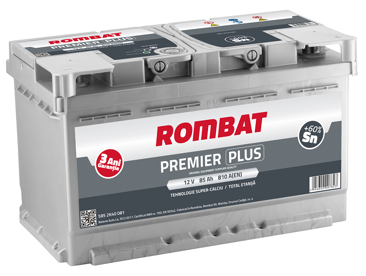 Baterie auto PREMIER ROMBAT PLUS 5852K40081, 85 Ah, 810 A, 12 V, 315 x 175 x 190 mm