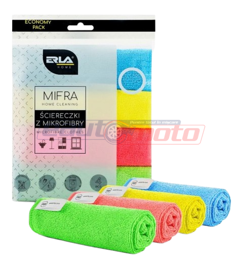 Set 4 lavete universale din microfibră K2 ERLA MIFRA R1010, 30 x 30 cm