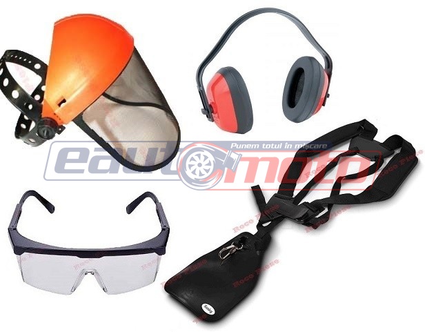 Set de accesorii pentru motocoasă (casca de protecție, ochelari, ham, căști antifonice)