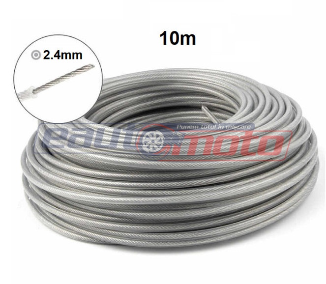Fir rotund pentru motocoasă, inserție oțel, 2.4mm x 10m