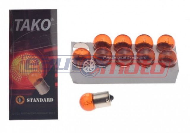 Set 10 becuri 12V 5W BA15S (portocaliu)