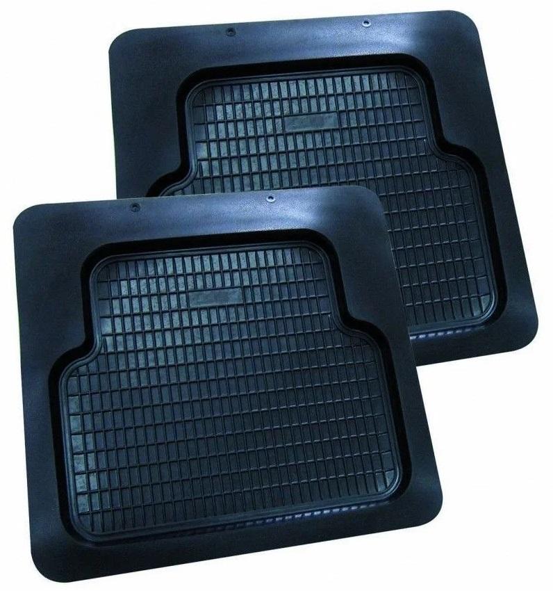 Set 2 covorașe auto tip tăviță BOTTARI Moscow, pentru spate, universale, 49 x 50 cm, din cauciuc, culoare neagră (cod 14016BT)