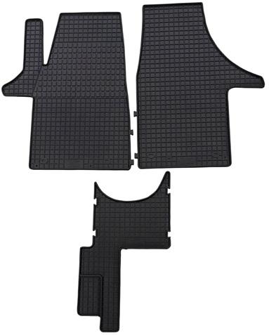 Set 3 covorașe auto din cauciuc PETEX 68610PX, negru, pentru partea din față, compatibile cu Volkswagen T5, T6, 3 locuri față.