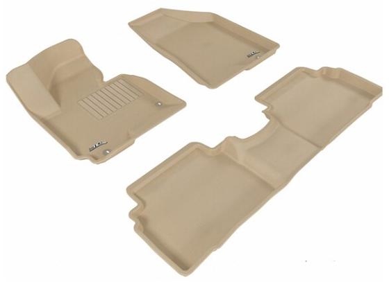 Set 3 Covorașe Auto Tavita 3D MAXpider Kagu L1VW03501502, Cauciuc, Bej, Compatibile cu Volkswagen Tiguan, 2011-2016