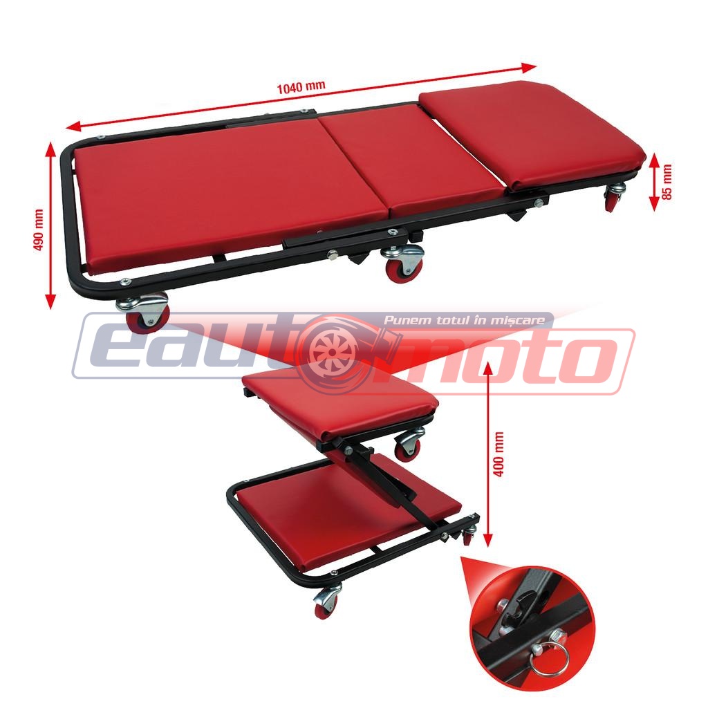 Banc de Lucru cu Pat și Scaun Pliant, Dimensiuni 1040x490 mm