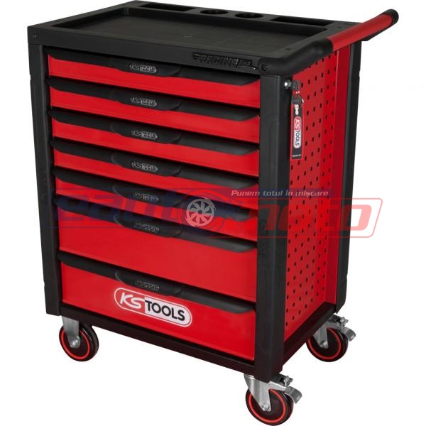 Cărucior Atelier KS TOOLS RacingLine, 7 Sertare, 30 kg/Sertar, Negru/Roșu, 788x976x496 mm, Fără Scule