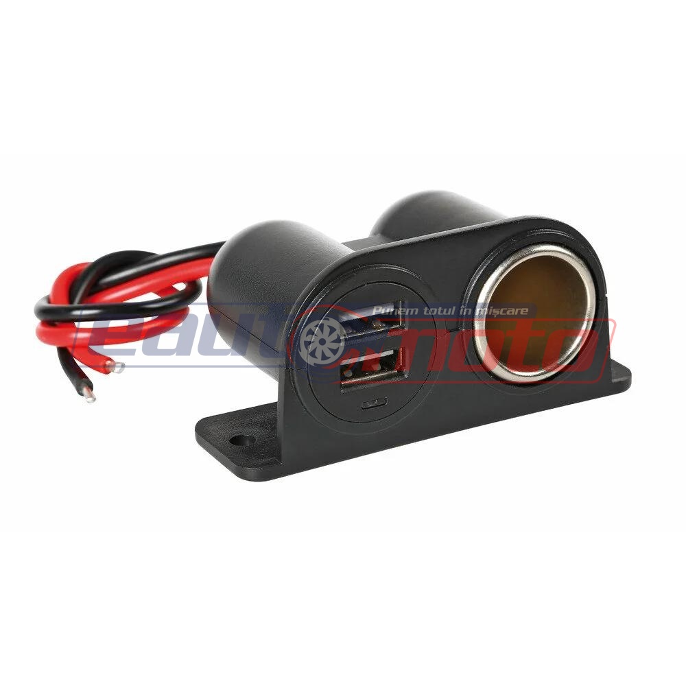 Priză auto cu încărcător USB LAMPA Extra Power, model LAM38967, cu indicator LED și protecție la suprasarcină
