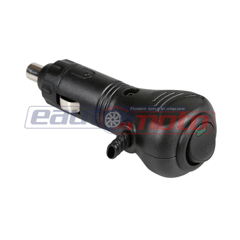 Adaptor auto pentru brichetă LAMPA LAM39003, cu întrerupător ON/OFF și LED verde, max 10A