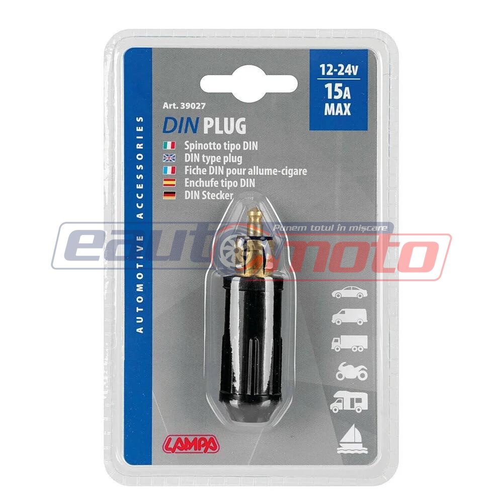 Brichetă Auto LAMPA LAM39027, 12/24V, 15A, Culoare Neagră