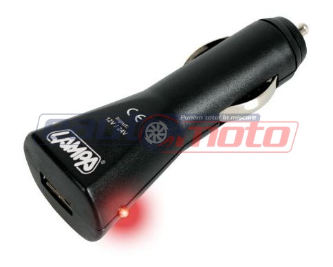 Încărcător USB cu Adaptor pentru Priză, 5V, 1000 mA, Compatibil cu 12/24V - Model LAMPA LAM39041