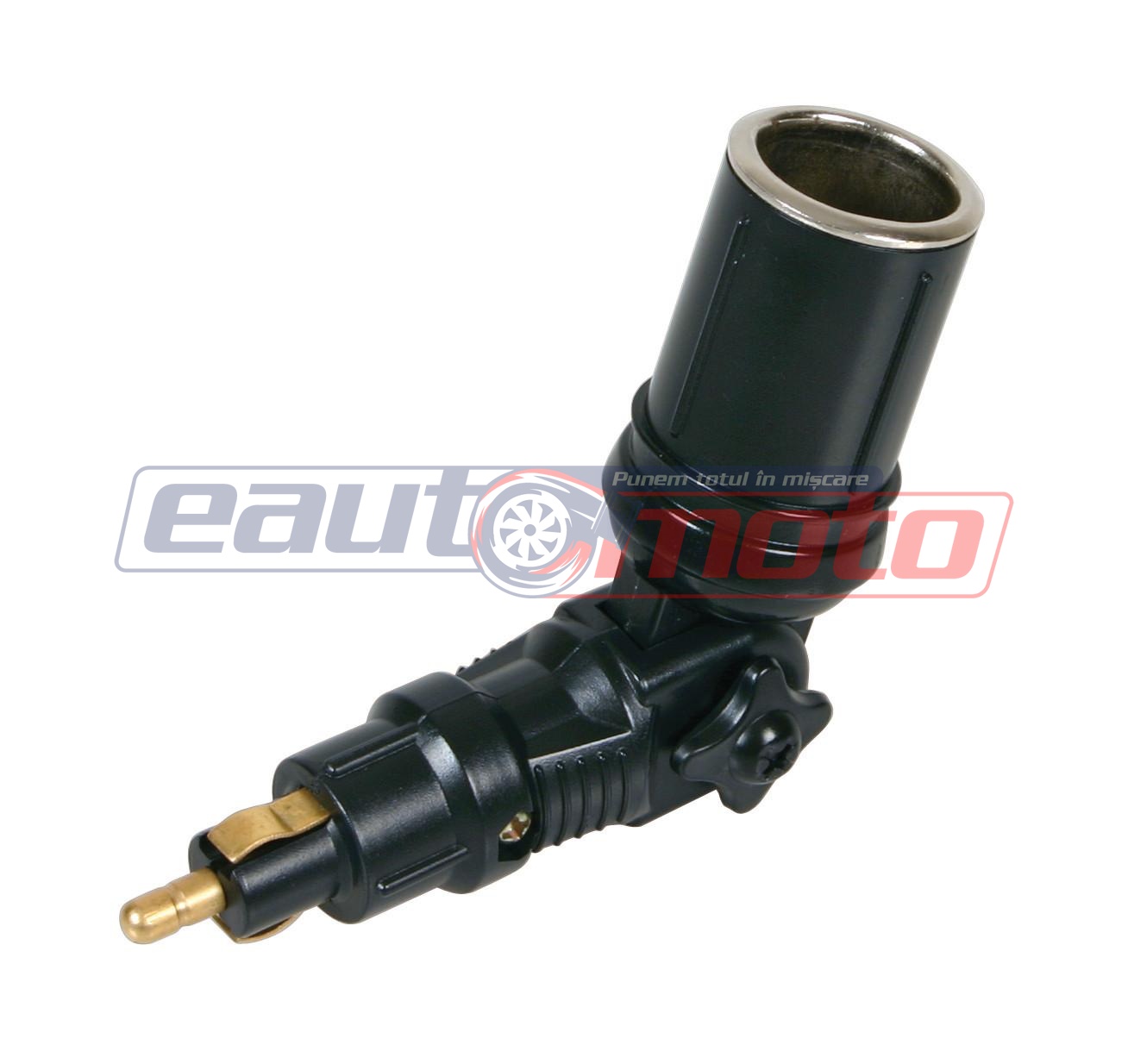 Adaptor priză auto LAMPA LAM39052, compatibil cu 12-24V, intrare mufă DIN, ieșire priză standard, cu articulație pivotantă la 120 de grade