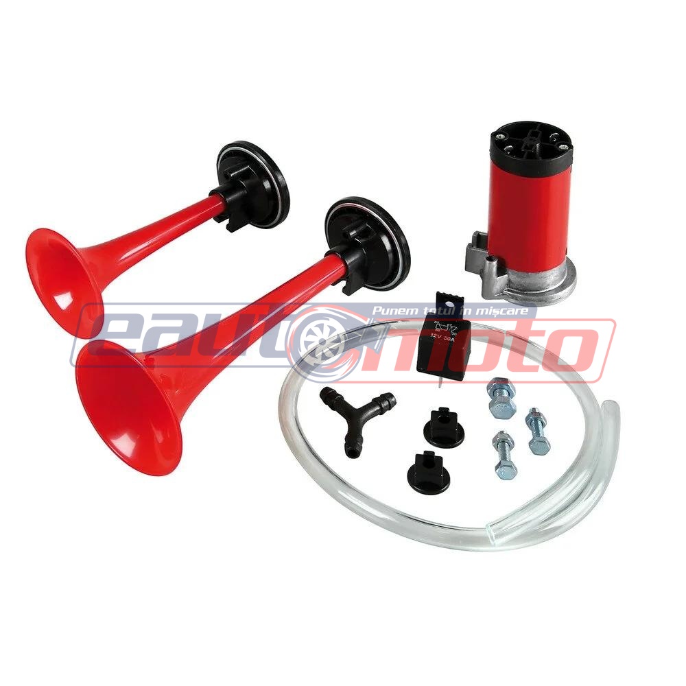 Claxon dublu electropneumatic LAMPA LAM42008, 66 mm, 12V, 30A, 118 dB, frecvențe 780/840 Hz