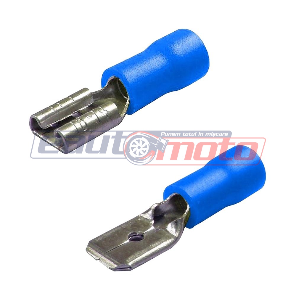 Set de 40 papuci electrici LAMPA LAM45052, pentru conectare mama-tata, dimensiuni 6.3 x 0.8 mm, culoare albastru
