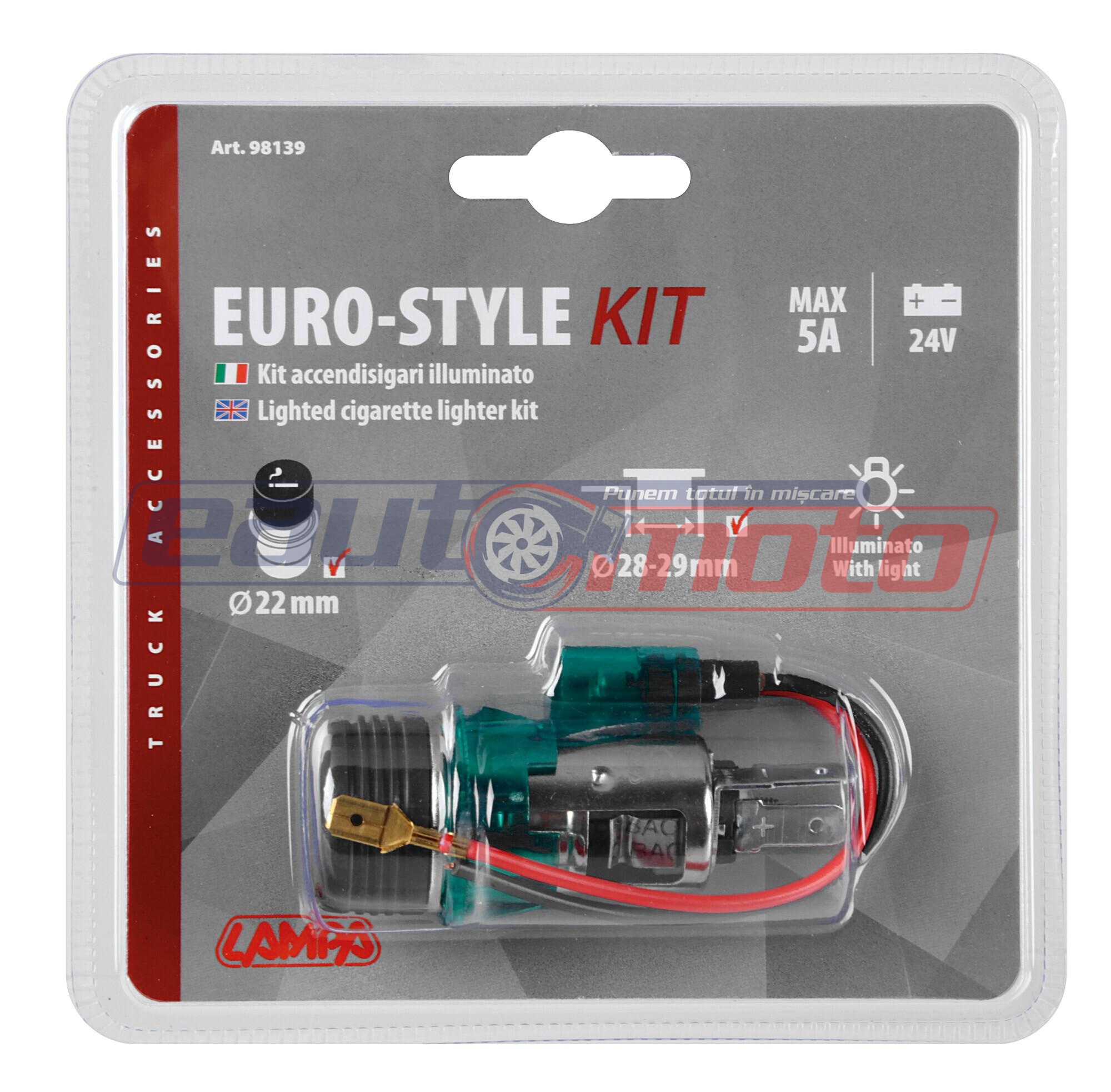 Brichetă auto iluminată Lampa LAM98139, Euro-Style, 24V, culoare verde