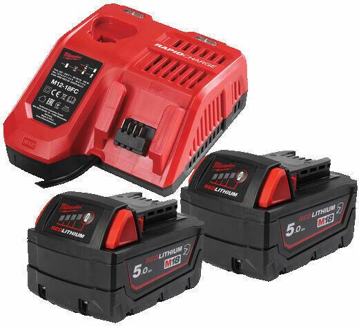 Kit de Energie Milwaukee M18NRGCR-502 cu 2 Acumulatori M18 B5-CR Rezistenți la Chimicale și Încărcător Rapid M12-18 FC, Cod 4932479831