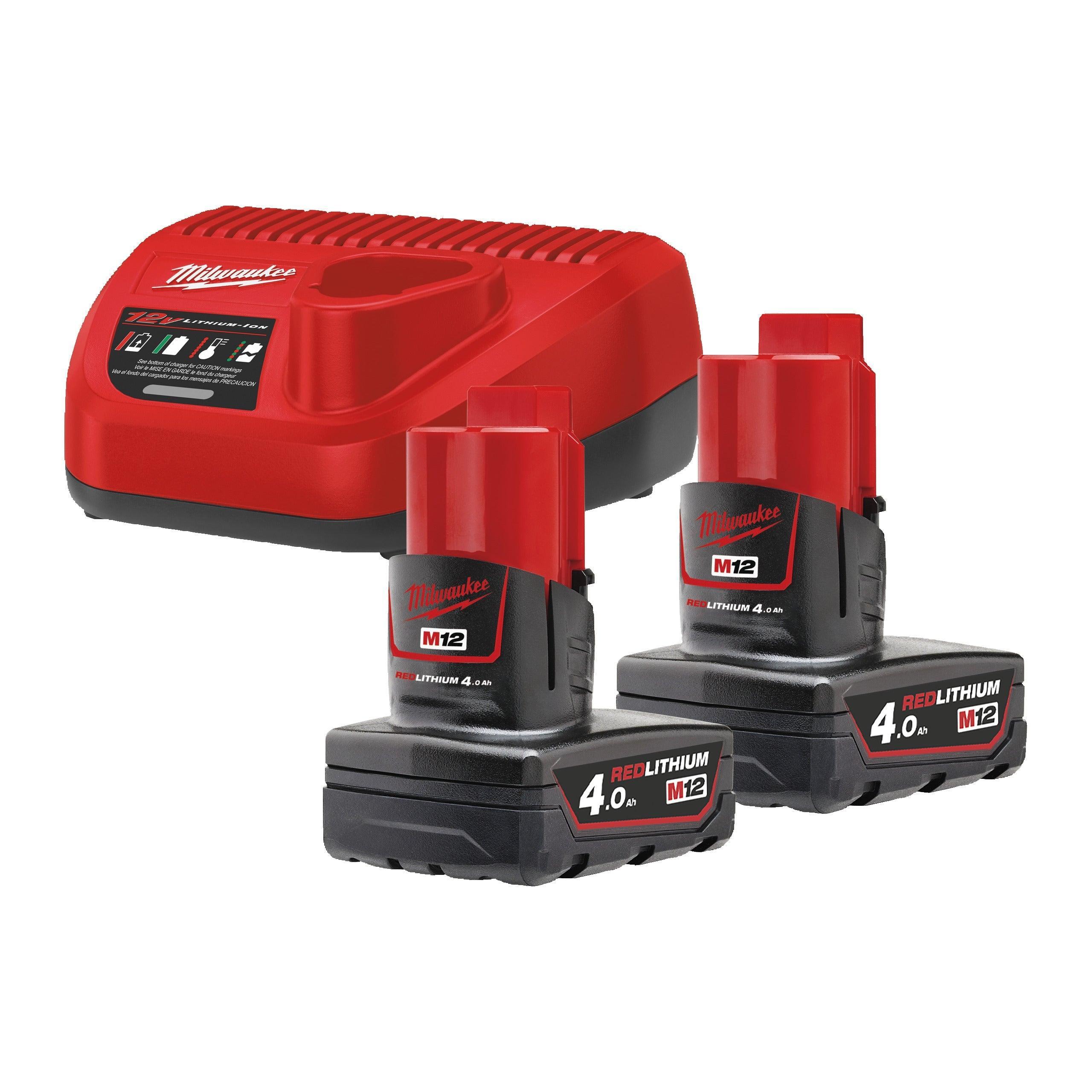 Set Acumulatori și Încărcător 12V Milwaukee M12NRG-402, Cod Produs 4933459211