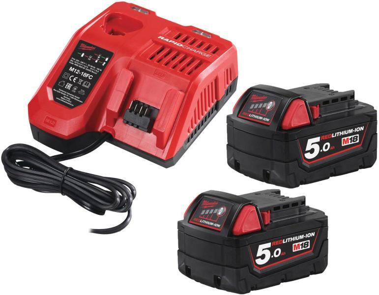 Set Acumulatori și Încărcător 18V Milwaukee M18NRG-502, Cod Produs: 4933459217