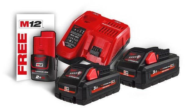 Set 2 Acumulatori și Încărcător 18V Milwaukee HIGH-OUTPUT™ M18 HNRG-302, Cod 4933471071
