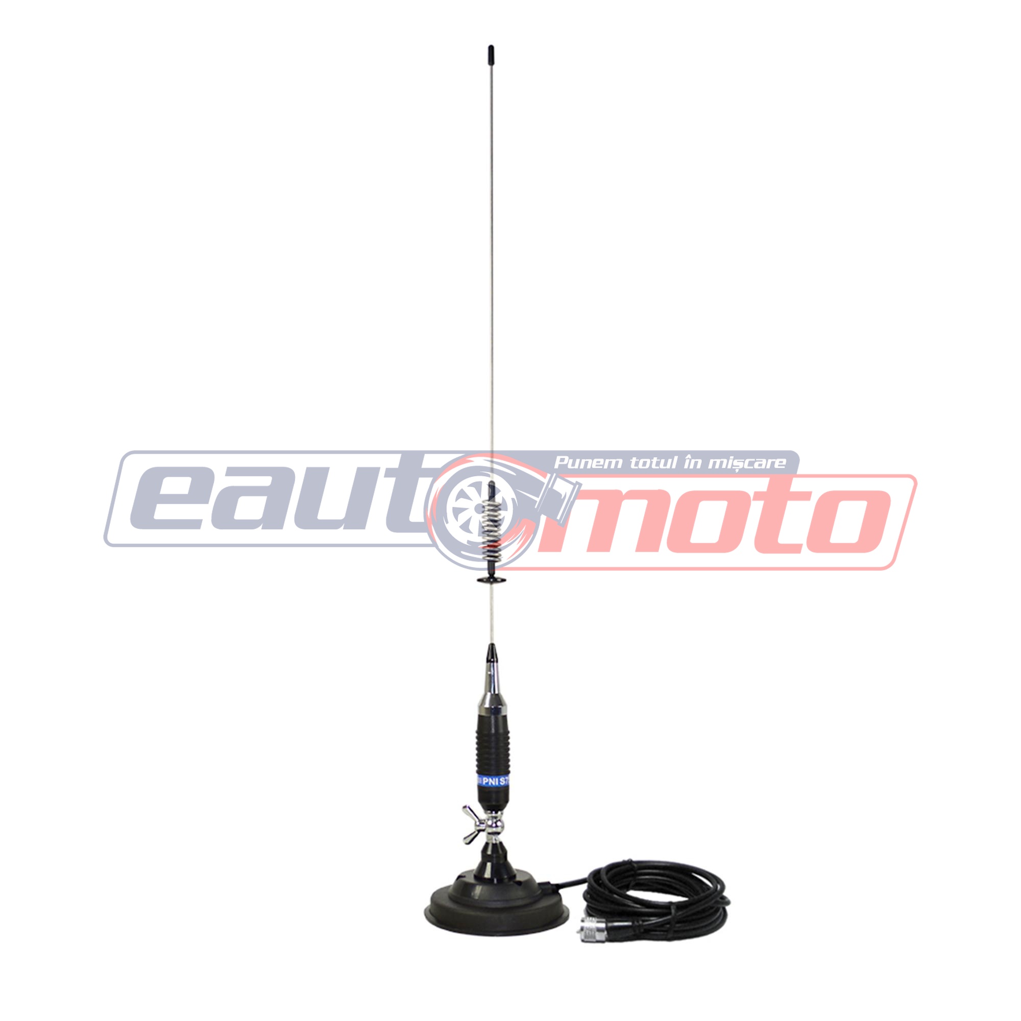 Antena CB PNI S75 cu suport fluture, frecvență 26-28MHz, lungime 54 cm, magnet inclus de 125 mm