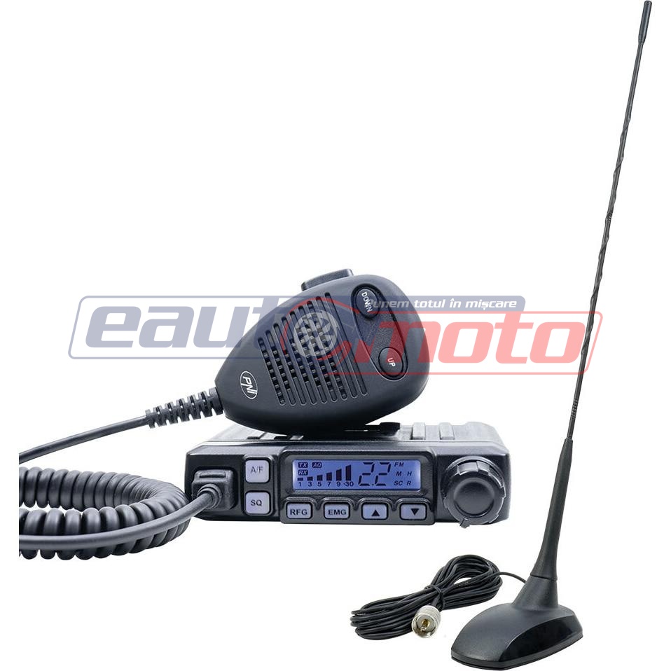 Pachet Stație Radio CB PNI Escort HP 7120 cu ASQ, RF Gain, 4W, 12V și Antenă CB PNI Extra 48 cu Magnet Inclus, 45 cm, SWR 1.0