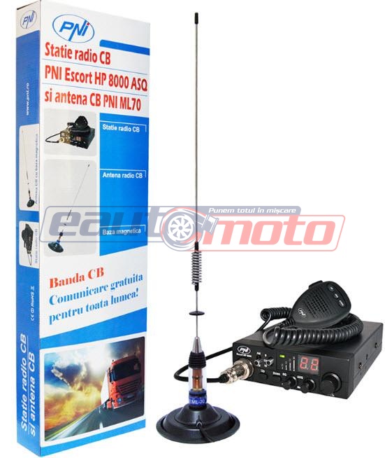 Set Stație Radio CB PNI ESCORT HP 8000 ASQ cu Antenă CB PNI ML70