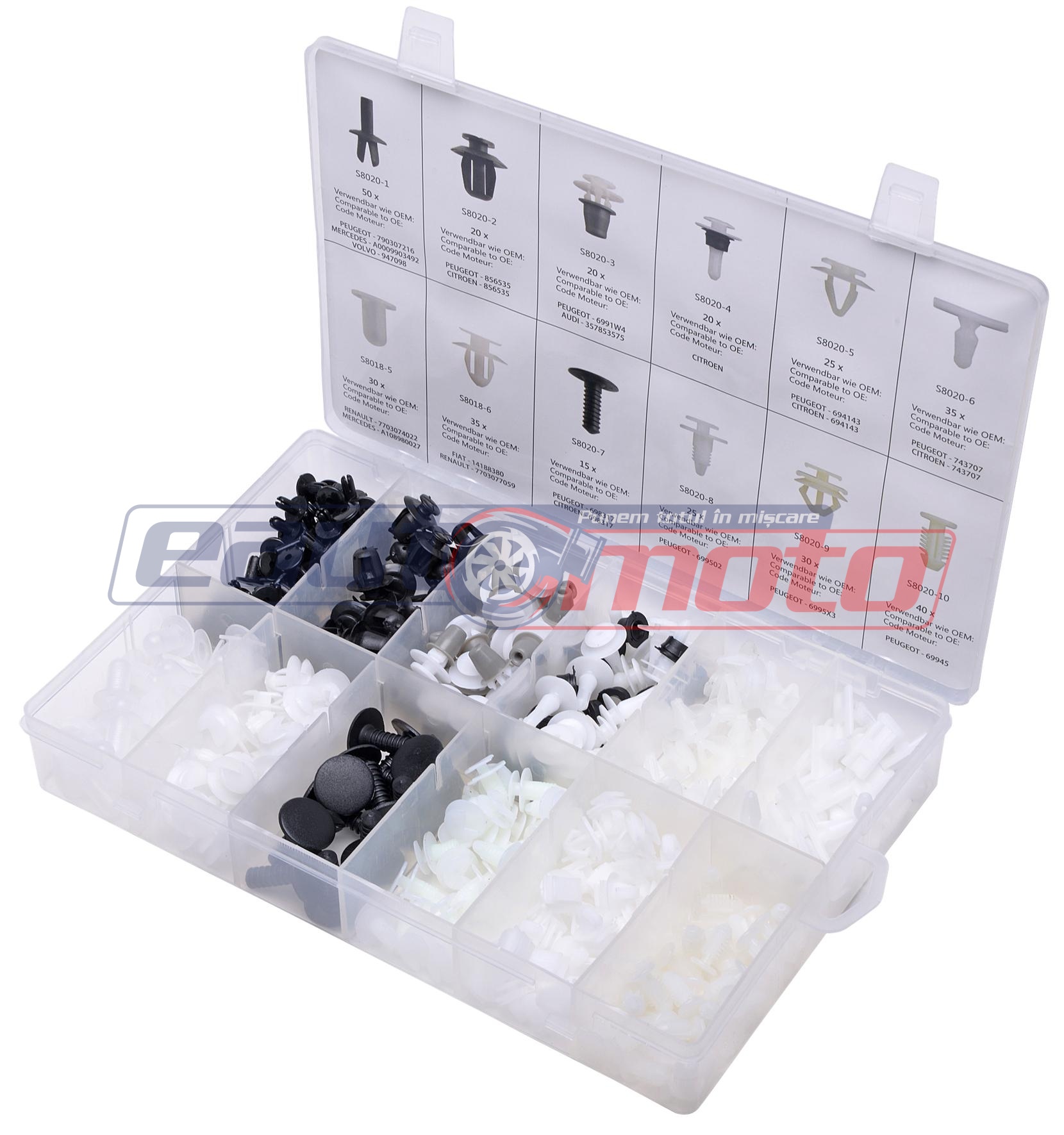 Set de 345 cleme de prindere compatibile cu Peugeot/Citroën