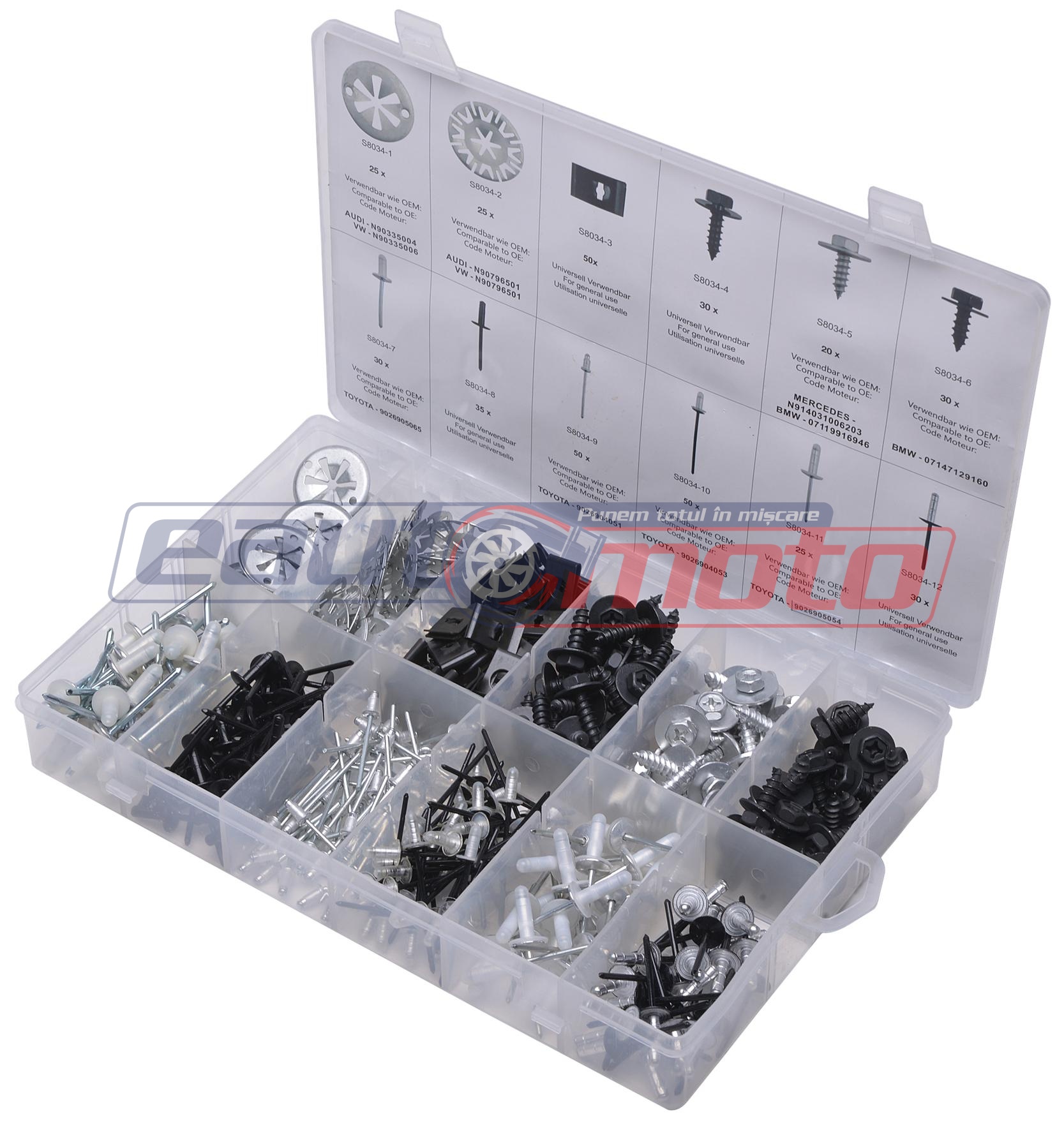 Set de 400 elemente de fixare cu eliberare rapidă pentru Audi/VW