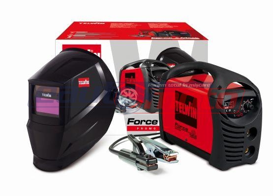 Aparat de sudură cu invertor TELWIN Force 165 815863, 4.1 kW, 10-150 A, pentru electrozi de 1.6-4 mm, include mască de sudură Lion