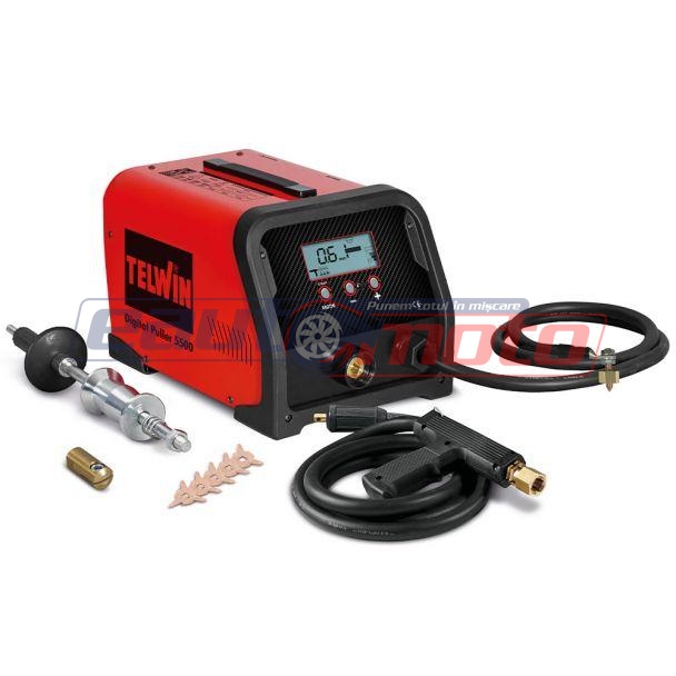 Aparat de sudură în puncte pentru reparații caroserii TELWIN DIGITAL PULLER 5500 TW828127, 230 V, 3800 A, cu set de accesorii incluși