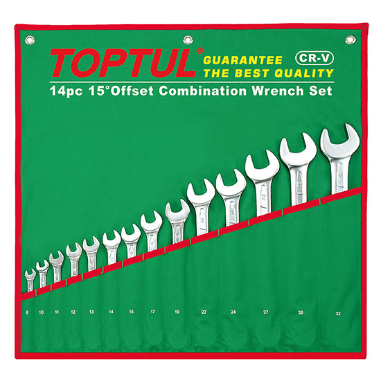 Set chei combinate TOPTUL GAAA1213, deschidere chei 6, 7, 8, 10, 11, 12, 13, 14, 15, 17, 19, 22 mm, husa depozitare