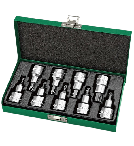 Trusa biti torx 9 tubulare TOPTUL GAAD0903, prindere patrat 1/2 inch, lungime 55 mm, profil T20-T60, cutie metalica