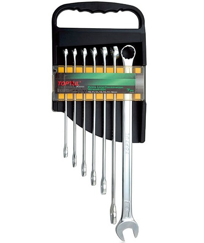 Set chei combinate extra-lungi TOPTUL GAAM0706, cot 15 grade, deschidere 10, 11, 12, 13, 14, 17, 19 mm, satinat