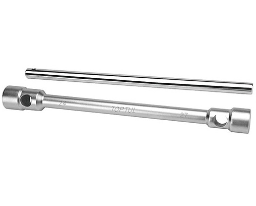 Cheie CTIA2730 tubulara dubla pentru roti camion TOPTUL, hexagonala, deschidere cheie 27 x 30 mm, lungime 406 mm, cu bara de forta, crom vanadiu