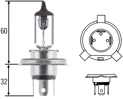 Bec Lumina Albastra H4 12V 60/55W P43t-38 Hella