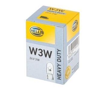Bec HELLA 8GP 003 594-241, lumini de stationare, W3W, W2,1x9,5d, 24V, 3W, comanda minima 10 bucati pentru MITSUBISHI, MAN, IVECO
