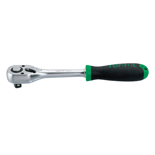 Antrenor TOPTUL CJBM1220 clichet reversibil, eliberare rapidă, 72 dinți, antrenor pătrat 3/8 inch, lungime 200 mm, finisaj satinat