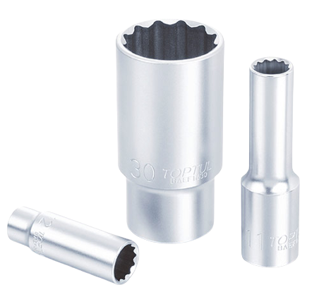 Cheie BAEF1612 tubulara lunga TOPTUL, antrenor patrat 1/2 inch, profil bi-hexagonal, deschidere cheie 12 mm, crom vanadiu